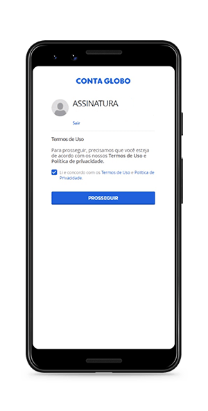 Imagem da tela do aplicativo Globoplay referente ao passo 3 do processo de cadastro e acesso via dispositivo Android