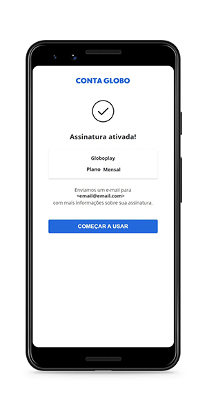 Imagem da tela do aplicativo Globoplay referente ao passo 4 do processo de cadastro e acesso via dispositivo Android